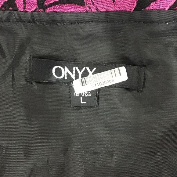 Onyx Pink Black Floral Tie Front Blouse Women’s Size Large - Picture 5 of 6